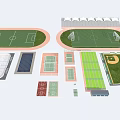 Various Sports Field Layouts Including Football Courts Basketball Courts Tennis Courts And Running Tracks