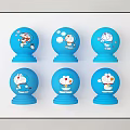 Six Piece Blue Doraemon Decorative Ornament Set With Cute Cartoon Figurines