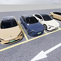 Electric Vehicles Parked In Modern Covered Parking Lot