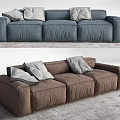 Modern three-seat sofa multiplayer sofa 3d model