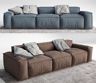 Modern three-seat sofa multiplayer sofa 3d model