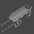 Old Fashioned Wooden Wagon With Large Spoked Wheels And Open Cart
