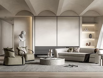 Quiet living room living room sofa tea table combination 3d model