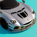 Silver Sports Car With Sleek Aerodynamic Design Yellow Stripe Accents And Black Wheels
