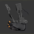 Mechanical Robot Character With Black Body Blue Head Red Yellow Core And Mechanical Arms