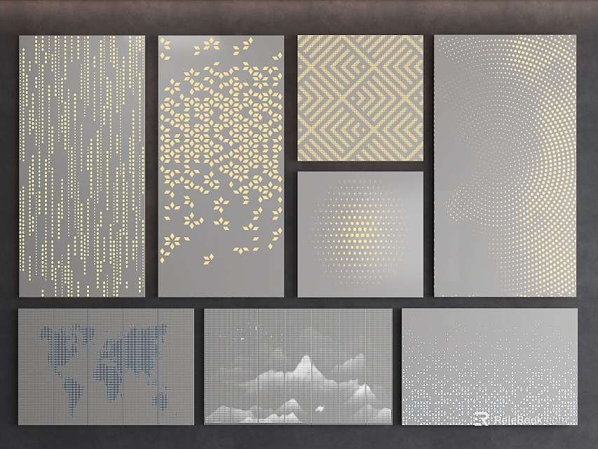 Stylish Wainscoting Panel Designs With Various Patterns And Textures For Interior Wall Design 3d model 