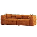 Modern Puffy fabric two-seat sofa 3d model