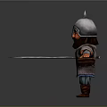 Bearded Warrior Character 3D Model With Armor Helmet Sword And Boots Standing Pose 3d model