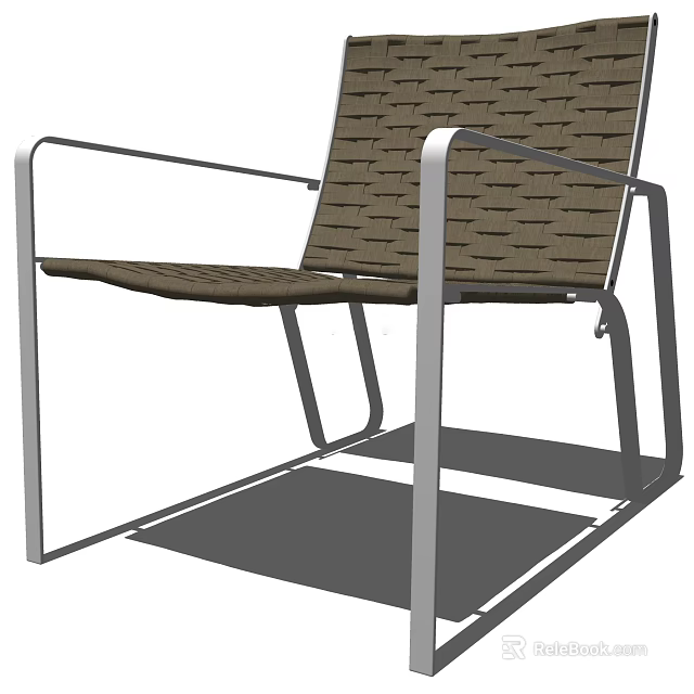Modern Leisure Chair With Metal Frame And Woven Seat Backrest Design 3d model 