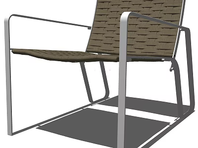 Modern Leisure Chair With Metal Frame And Woven Seat Backrest Design 3d model