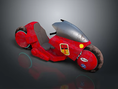 Red Motorcycle With Unique Design Gray Windshield And Distinctive Logos 3d model