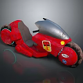 Red Motorcycle With Unique Design Gray Windshield And Distinctive Logos