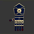 Ornate Blue Decorative Glove With Gold Accents And Red Gemstones For Home Decor