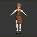 Game and Movie Character With Orange Hair Brown Apron White Top Arms Outstretched