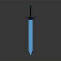Blue 3D Model Sword With Black Hilt Diamond Top And Circular Guard