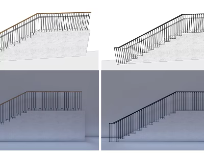 Metal Staircase Railing Design With Various Styles And Modern Patterns 3d model