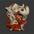 White And Orange Irregular Animal Coral Structure With Textured Design 3d model