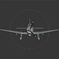 Light Blue Fighter Jet Model With Stars On Wings And Propeller Against Dark Background
