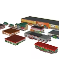 Diverse Commercial Complex Featuring Multiple Retail Stores And Colorful Buildings 3d model