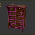 Vintage Dark Brown Wooden Chest Of Drawers With Brass Handles And Polished Finish