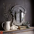 Vintage Decorative Ornaments Set With Mirror Vase Rabbit Figurine Book And Glass Jar