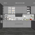 Modern Kitchen Interior Design With Gray Cabinets Appliances And Sleek Countertop