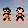 Game Movie Character Action Figures With Spiky Hair Fierce Expressions And Different Outfits