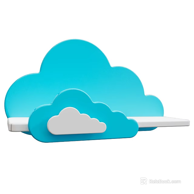 Cloud Shaped Blue Storage Shelf With White Shelves For Kids Room Decor 3d model 