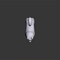 White Akita Dog 3D Rendered Model Standing With Curled Tail On Black Surface