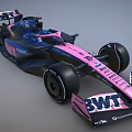 Pink And Blue F1 Car With BWT Logo Racing Design And Aerodynamic Features