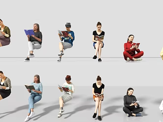 Reading Sitting and Browsing Reading 3d model