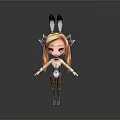3D Cartoon Character With Rabbit Ears Long Blonde Hair Bow And Bodysuit