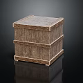 Vintage Wooden Box With Metal Rivets And Textured Wood Grain Surface