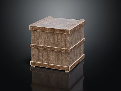 Vintage Wooden Box With Metal Rivets And Textured Wood Grain Surface 3d model