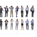 Diverse People 3D Character Models in Various Poses and Business Casual Attire