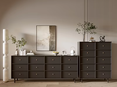 Modern Black Cabinet Side Cabinet Bucket Cabinet Low Cabinet Whole Cabinet Side Cabinet Balcony Cabinet Locker Entrance Cabinet 3d model