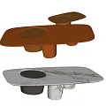 Elegant Modern Coffee Table Designs Featuring Marble Tops And Copper Metal Bases 3d model