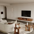 Modern Living and Dining Room Interior With Sofa Dining Table Chairs and Area Rug
