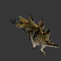 Realistic Stegosaurus Dinosaur With Colorful Spiked Plates In Natural Walking Posture