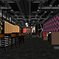 Industrial LOFT Bar Clear Bar Card Seat Area Bar Console Chandelier 3d model