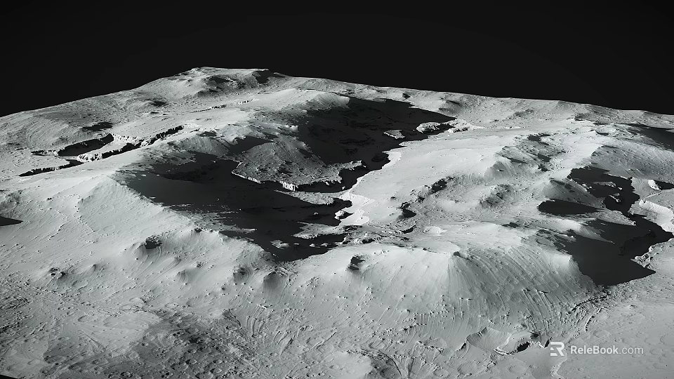 Moon Landscape Displaying Crater Formations Undulating Terrain and Rugged Surface with Natural Shadow Patterns 3d model 
