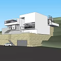 Modern Detached Villa With Hillside Setting White Exterior Staircase And Roof Terrace