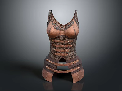 Ornate Metal Torso Armor Featuring Intricate Carved Patterns And Decorative Details 3d model
