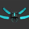 Futuristic Mechanical Equipment With Glowing Blue Wings And Modern 3D Structure
