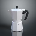 White Moka Pot With Black Handle Modern Design For Kitchen Household Use