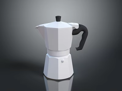White Moka Pot With Black Handle Modern Design For Kitchen Household Use 3d model