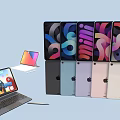 Various Color Laptop And Tablet Computers With Screen Display And App Icons 3d model