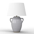 Modern Gray Ceramic Table Lamp With White Shade And Double Handles 3d model