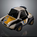 Kids Playful Toy Car With White Yellow Body Blue Decorations Number 21 Small Antenna And Black Wheels