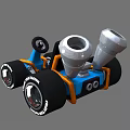 Blue Toy Car With Black Seat Silver Exhaust Pipes And CRUISER Tires